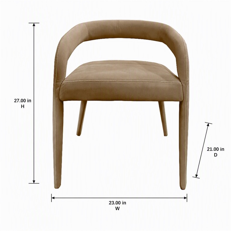 Pemberly Row Beige Fabric Dining Chair with Cast Iron Legs