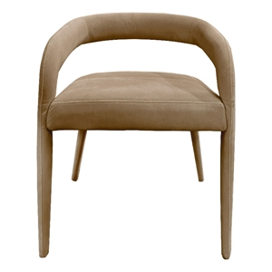 Pemberly Row Beige Fabric Dining Chair with Cast Iron Legs