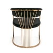 Pemberly Row Velvet Dining Chair in Black with Rose Gold Stainless Steel Base