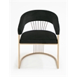 Pemberly Row Velvet Dining Chair in Black with Rose Gold Stainless Steel Base