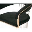 Pemberly Row Velvet Dining Chair in Black with Rose Gold Stainless Steel Base