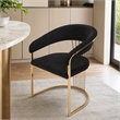 Pemberly Row Velvet Dining Chair in Black with Rose Gold Stainless Steel Base