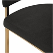 Pemberly Row Velvet Dining Chair in Black with Rose Gold Stainless Steel Base