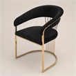 Pemberly Row Velvet Dining Chair in Black with Rose Gold Stainless Steel Base