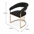 Pemberly Row Velvet Dining Chair in Black with Rose Gold Stainless Steel Base