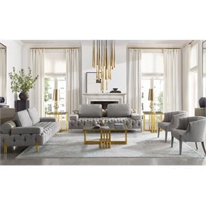 Pemberly Row Polyester Fabric Upholstered Accent Chair in Gray