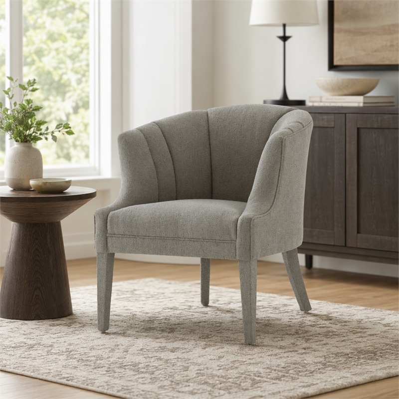 Pemberly Row Polyester Fabric Upholstered Accent Chair in Gray
