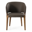 Pemberly Row Solid Wood & Leatherette Dining Arm Chair in Walnut/Brown