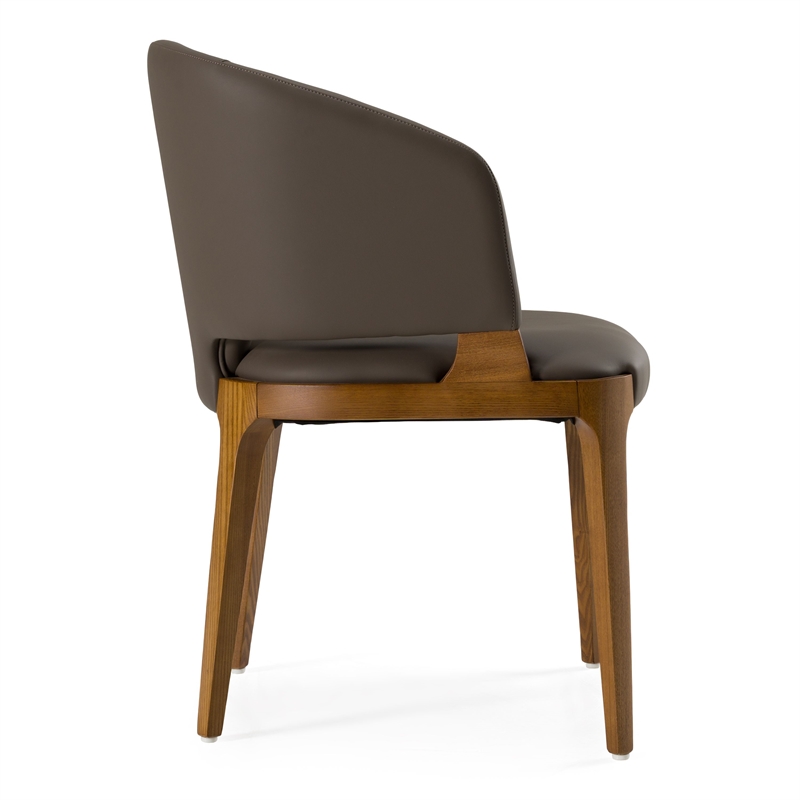 Pemberly Row Solid Wood & Leatherette Dining Arm Chair in Walnut/Brown