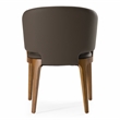 Pemberly Row Solid Wood & Leatherette Dining Arm Chair in Walnut/Brown
