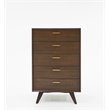 Pemberly Row 5-Drawer Dark Oak & Brass Modern Wood Chest