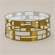 Pemberly Row Round Glass Coffee Table with Brushed Stainless Steel Base in Gold