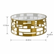 Pemberly Row Round Glass Coffee Table with Brushed Stainless Steel Base in Gold