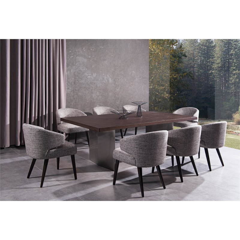 Pemberly Row Upholstered Gray Dining Chair with Engineered Wood Frame