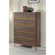 Pemberly Row Modern 5-Drawer Wood Laminate Chest in Walnut/Antique Brass