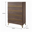 Pemberly Row Modern 5-Drawer Wood Laminate Chest in Walnut/Antique Brass