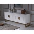 Pemberly Row MDF Wood Buffet in High Gloss White & Champagne Gold