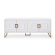 Pemberly Row MDF Wood Buffet in High Gloss White & Champagne Gold
