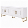 Pemberly Row MDF Wood Buffet in High Gloss White & Champagne Gold