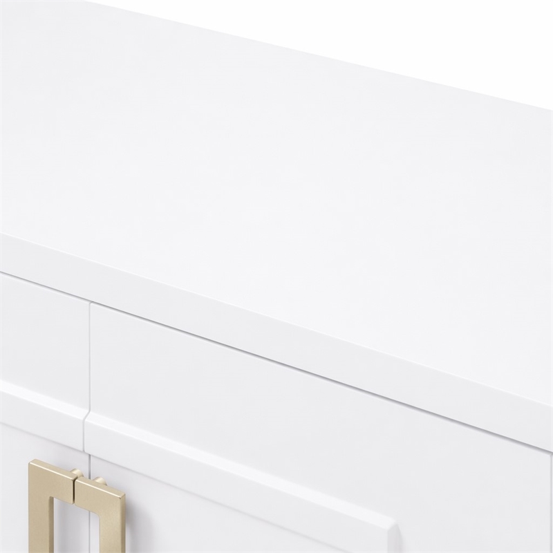 Pemberly Row MDF Wood Buffet in High Gloss White & Champagne Gold