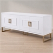 Pemberly Row MDF Wood Buffet in High Gloss White & Champagne Gold
