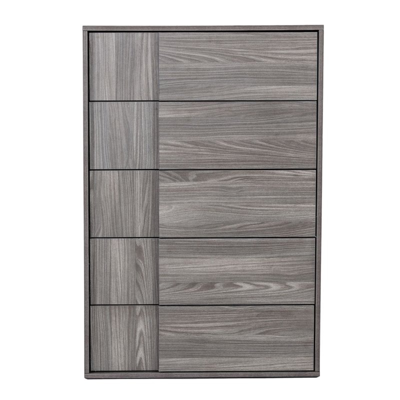 Pemberly Row 5-Drawer Modern MDF Chest in Matte Elm Gray Finish