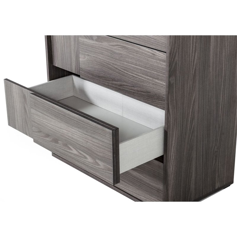 Pemberly Row 5-Drawer Modern MDF Chest in Matte Elm Gray Finish
