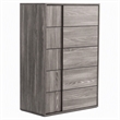 Pemberly Row 5-Drawer Modern MDF Chest in Matte Elm Gray Finish