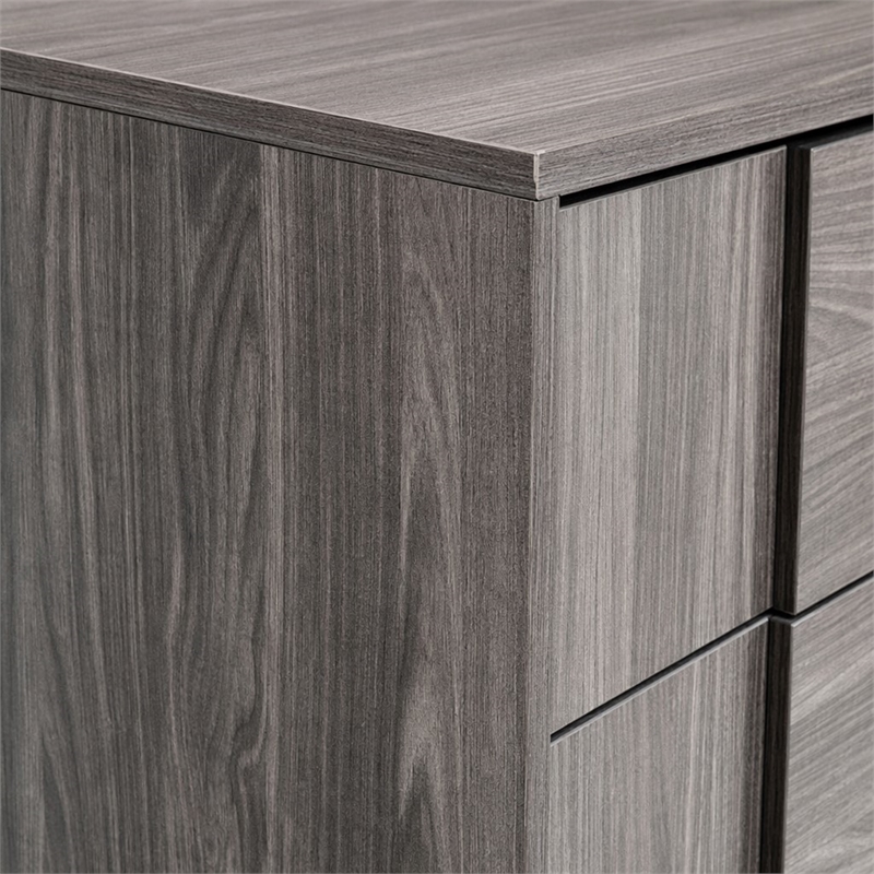 Pemberly Row 5-Drawer Modern MDF Chest in Matte Elm Gray Finish