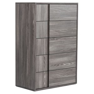 Pemberly Row 5-Drawer Modern MDF Chest in Matte Elm Gray Finish
