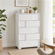 Pemberly Row 5-Drawer Modern Chest in White Gloss with Metal Legs
