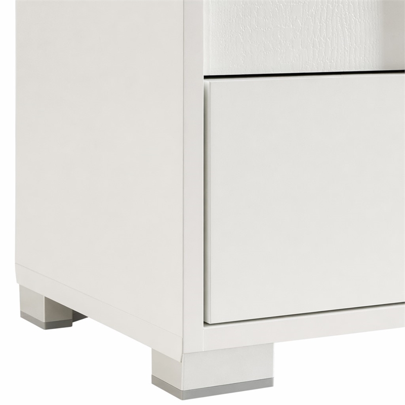 Pemberly Row 5-Drawer Modern Chest in White Gloss with Metal Legs