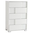 Pemberly Row 5-Drawer Modern Chest in White Gloss with Metal Legs