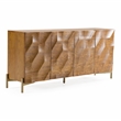 Pemberly Row Modern Buffet with Gold Accents in Walnut Finish