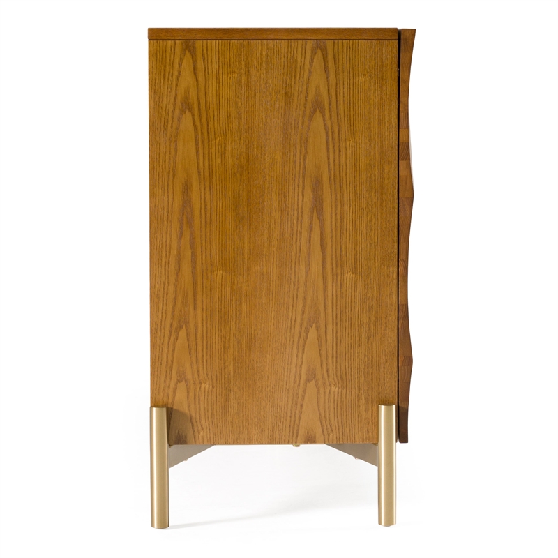 Pemberly Row Modern Buffet with Gold Accents in Walnut Finish