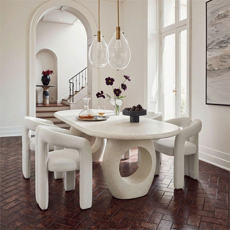 Pemberly Row Glam Velvet Upholstered Dining Chair in White
