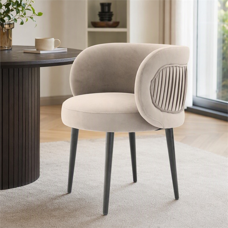 Pemberly Row Velvet & Metal Gray Upholstered Accent Chair