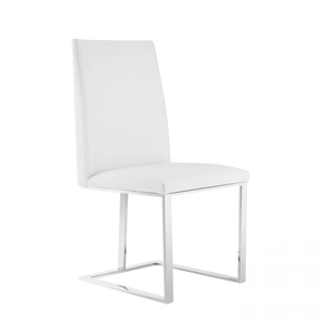 Pemberly Row 18.5&quot Steel & Faux Leather White Modern Dining Chair