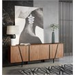 Pemberly Row Modern Stainless Steel and Wood Veneer Buffet in Walnut and Black
