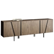 Pemberly Row Modern Stainless Steel and Wood Veneer Buffet in Walnut and Black