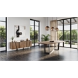 Pemberly Row Modern Stainless Steel and Wood Veneer Buffet in Walnut and Black