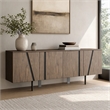 Pemberly Row Modern Stainless Steel and Wood Veneer Buffet in Walnut and Black