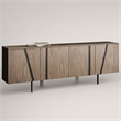 Pemberly Row Modern Stainless Steel and Wood Veneer Buffet in Walnut and Black