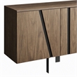 Pemberly Row Modern Stainless Steel and Wood Veneer Buffet in Walnut and Black