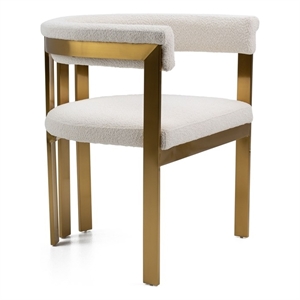 Pemberly Row 19&quot Upholstered Modern Fabric Dining Chair in Beige and Gold