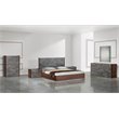 Pemberly Row 5-Drawer Soft Closing Wood Veneer Chest in Gray and Walnut