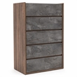 Pemberly Row 5-Drawer Soft Closing Wood Veneer Chest in Gray and Walnut
