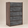 Pemberly Row 5-Drawer Soft Closing Wood Veneer Chest in Gray and Walnut