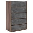 Pemberly Row 5-Drawer Soft Closing Wood Veneer Chest in Gray and Walnut