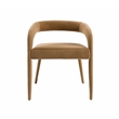 Pemberly Row Modern Tan Fabric Dining Chair with Cast Iron Legs